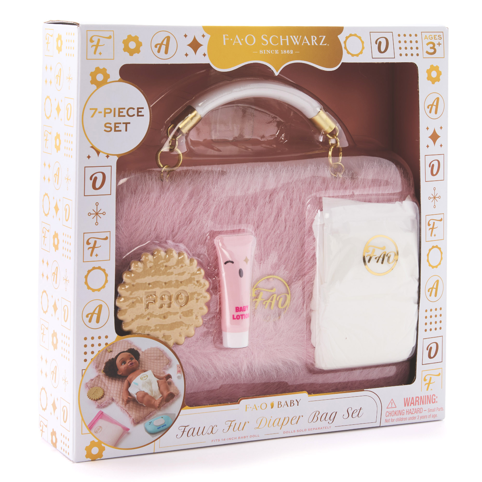 Set borsa fasciatoio in pelliccia sintetica per bambole FAO Baby - FAO Schwarz