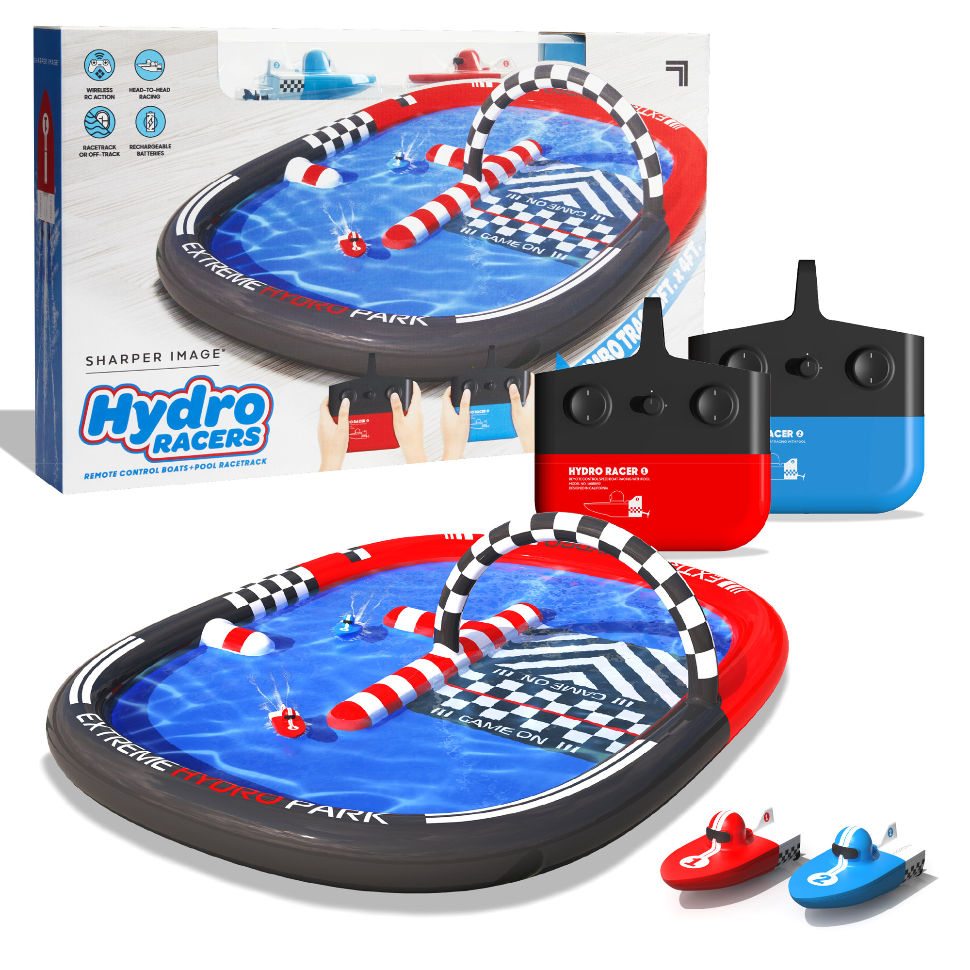 Set Barche radiocomandate Hydro Racers con pista gonfiabile - Sharper Image