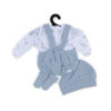 Salopette in tricot celeste e camicetta in mussola  per My FAO Doll 40cm - FAO Schwarz