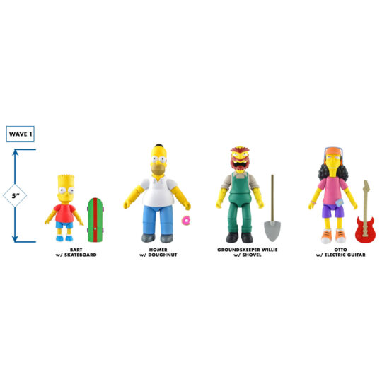 Figura assortita in scala 5" Homer Bart Groundskeeper Willie Otto - The Simpsons - Simpsons