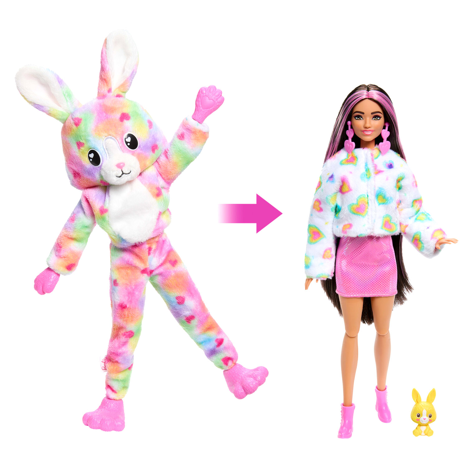 Barbie Cutie Reveal serie Color Dream con costume da animale di peluche tye-die e 10 accessori, effetto cambia colore - Barbie