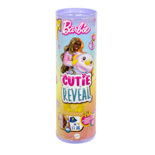 Barbie Cutie Reveal serie Color Dream con costume da animale di peluche tye-die e 10 accessori, effetto cambia colore - Barbie