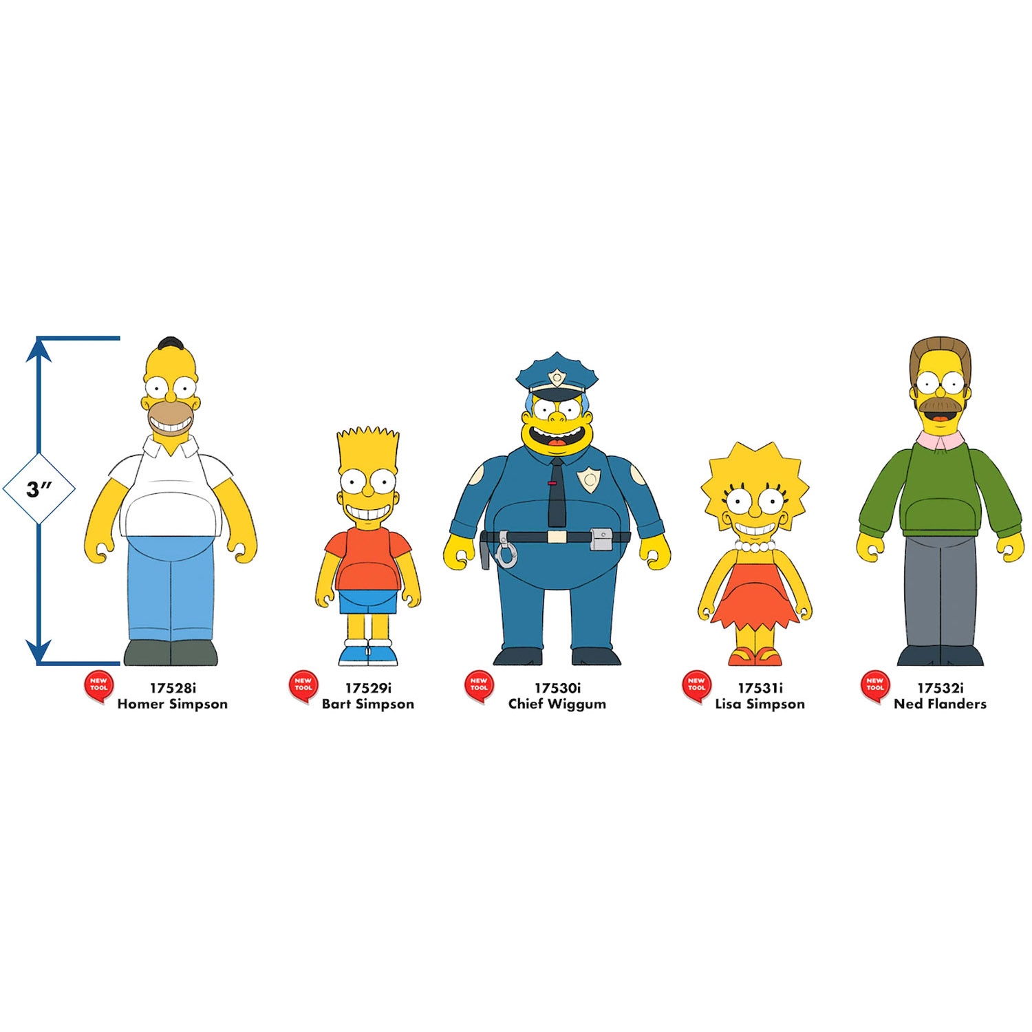 Set 2.5" in scala assortimento w1 con Winchester - Homer - Bart - Lisa e Ned Flanders - The Simpsons - Simpsons