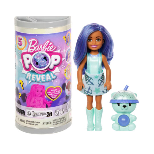 Barbie Chelsea Pop Reveal serie Bubble Tea profumata con cucciolo interattivo, effetto cambia colore - Barbie