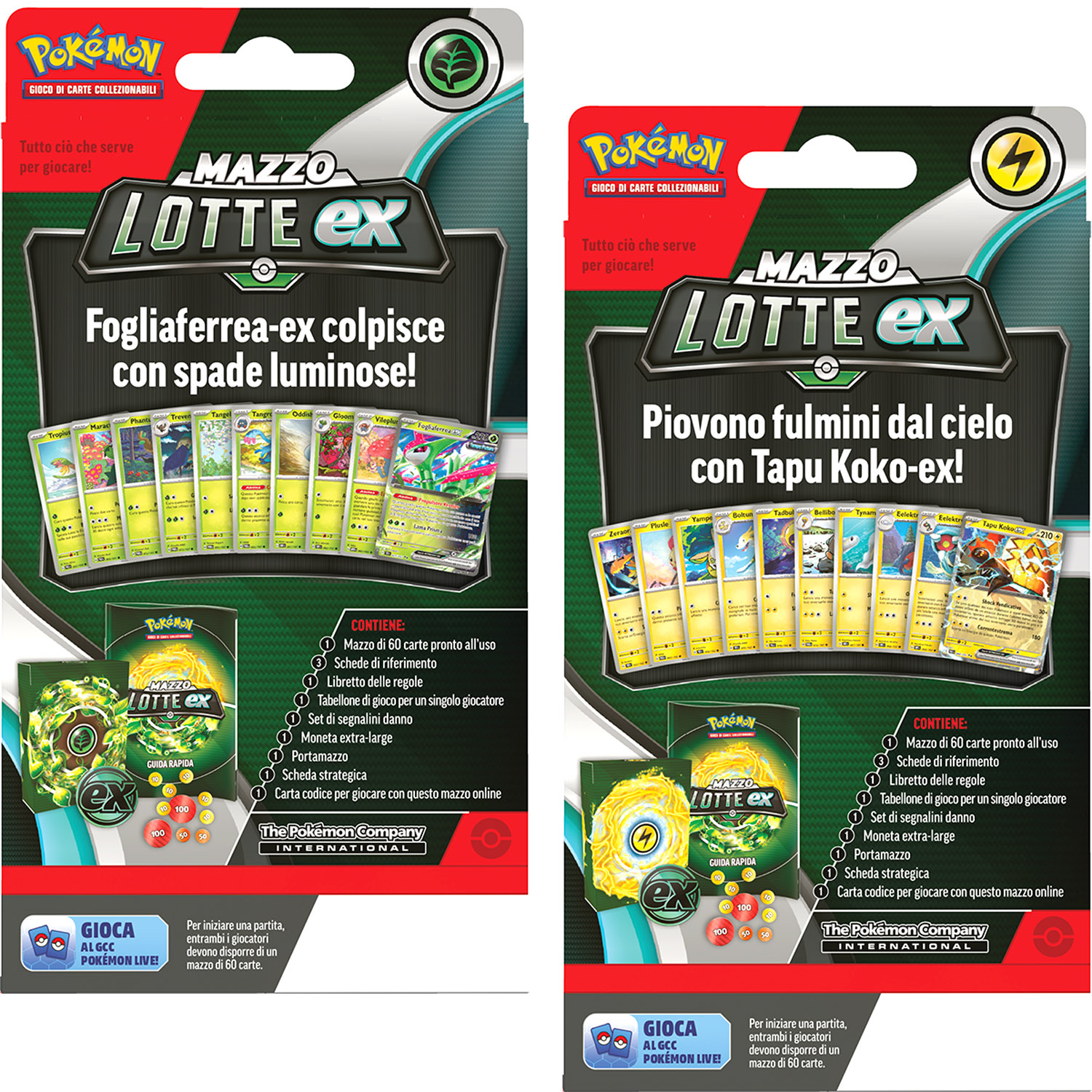 Mazzi lotte EX Tapu Koko EX e Fogliaferrea EX assortito Pokemon - Pokémon