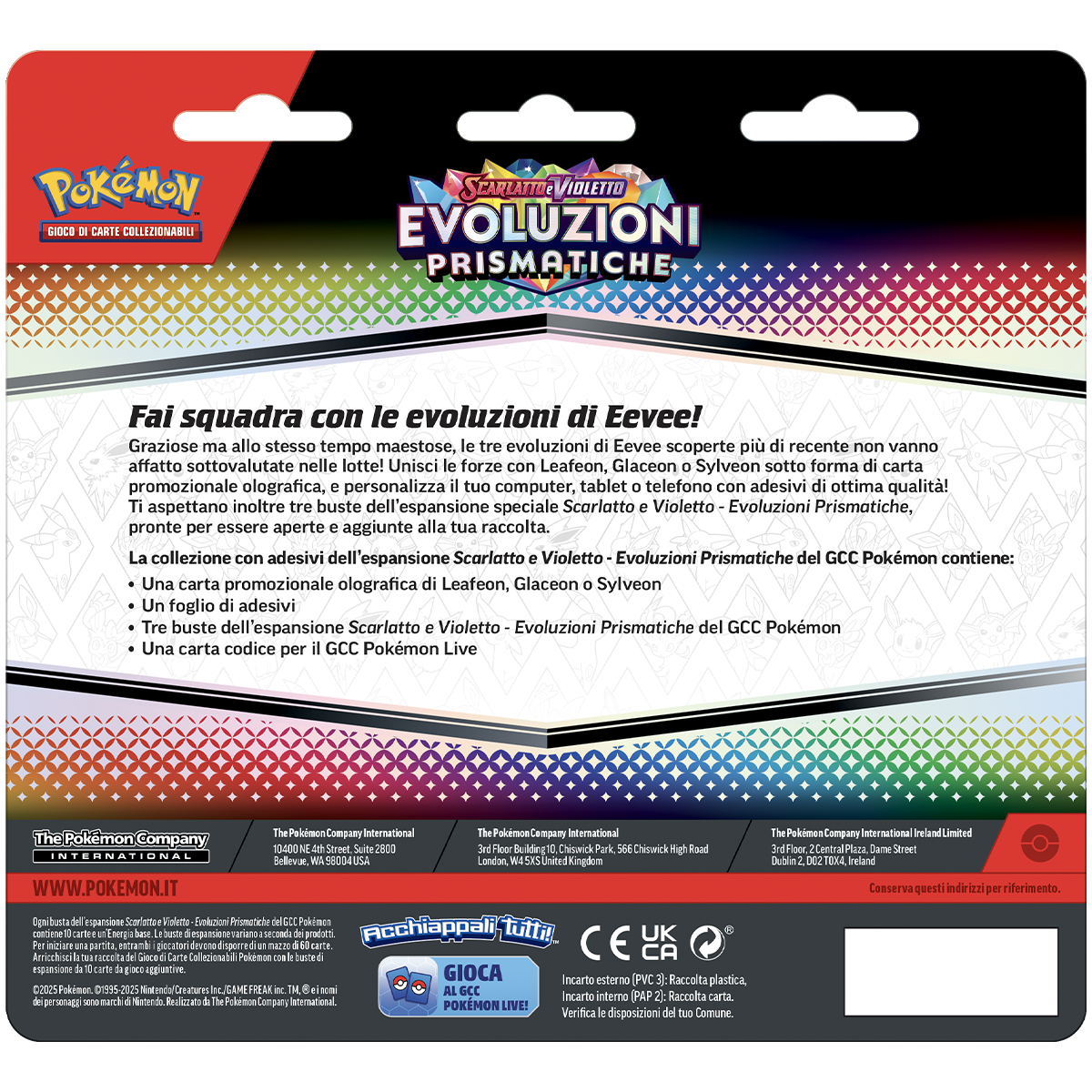 Collezione assortita con adesivi di Scarlatto e Violetto assortita – Evoluzioni Prismatiche - Pokémon