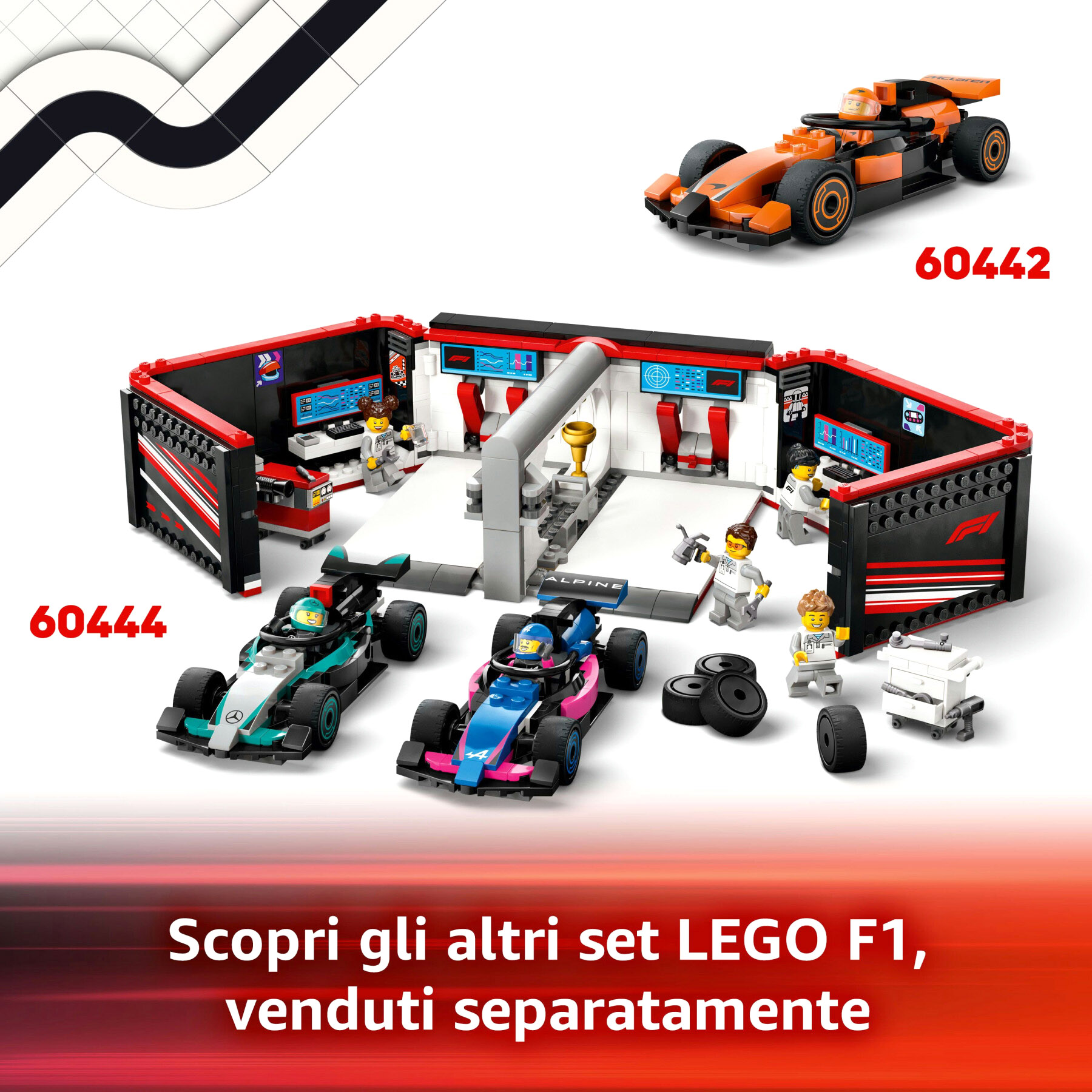 Lego City 60443 Pit Stop e Meccanici con Monoposto Ferrari F1 - LEGO