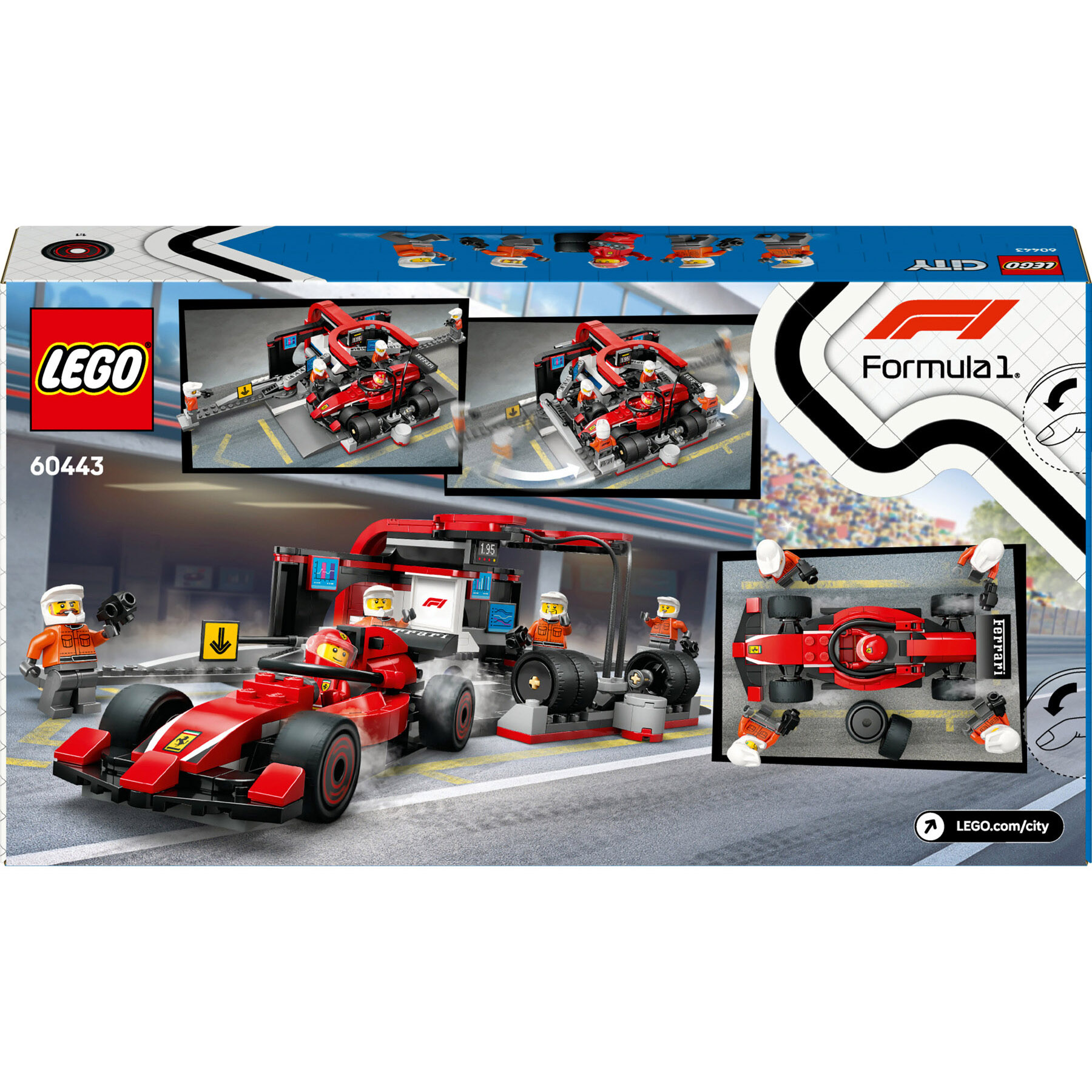 Lego City 60443 Pit Stop e Meccanici con Monoposto Ferrari F1 - LEGO