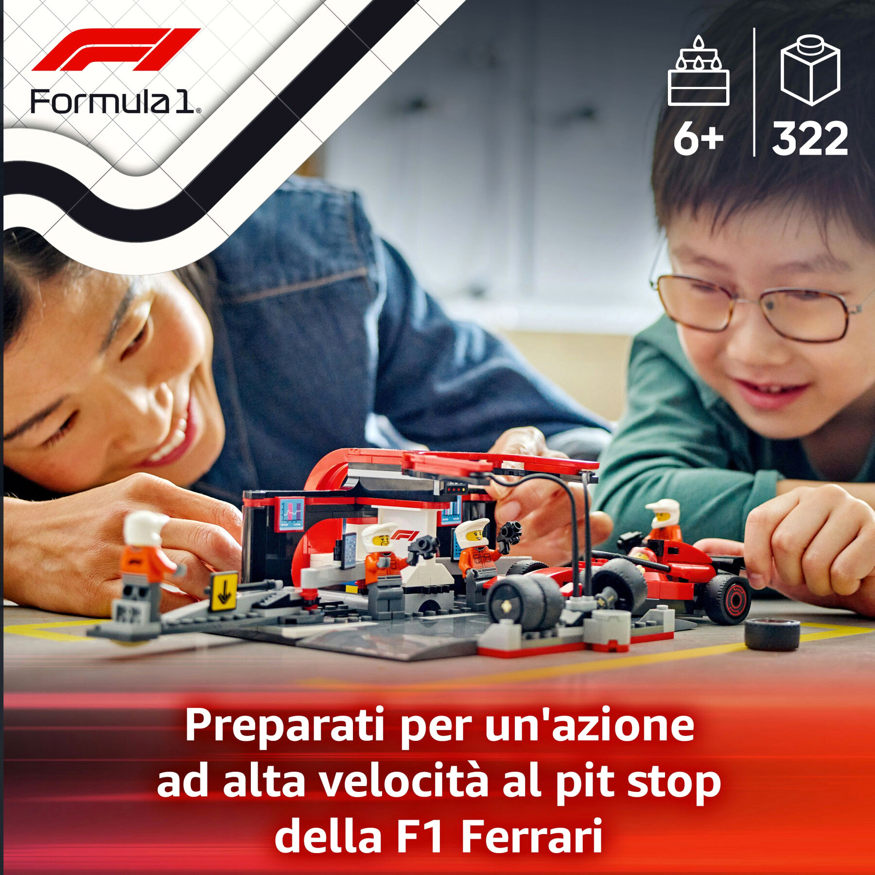 Lego City 60443 Pit Stop e Meccanici con Monoposto Ferrari F1 - LEGO