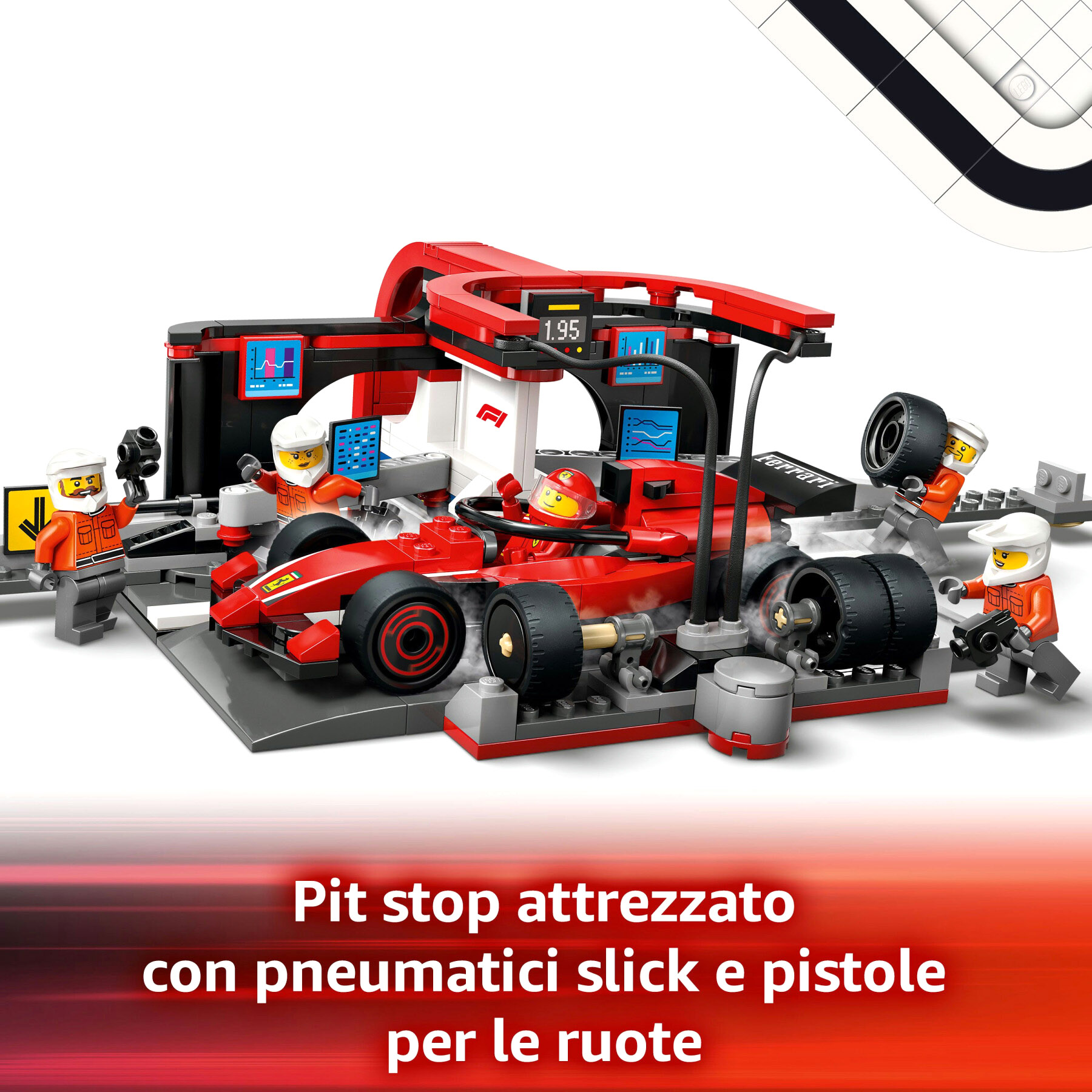 Lego City 60443 Pit Stop e Meccanici con Monoposto Ferrari F1 - LEGO