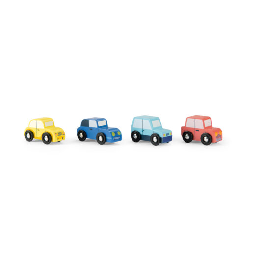 Set di 4 macchinine in legno - Avenue du Moulin - Moulin Roty