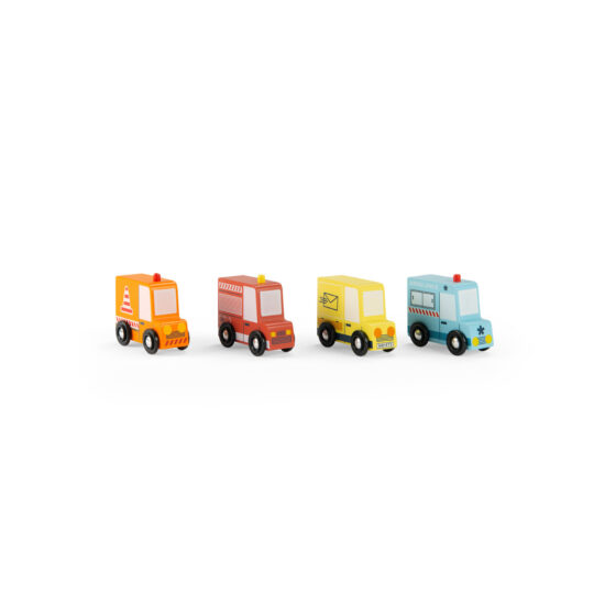 Set di 4 camion in legno - Avenue du Moulin - Moulin Roty