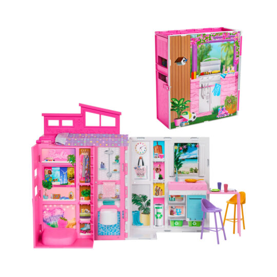 Barbie Casa delle Vacanze – Playset Completo con 4 Aree di Gioco e 11 Accessori Inclusi - Barbie