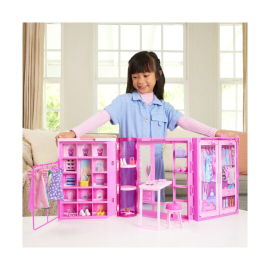 Barbie Armadio dei Sogni – Bambola con 25 Vestiti e Accessori, Set Moda con 3 Look Completi - Barbie