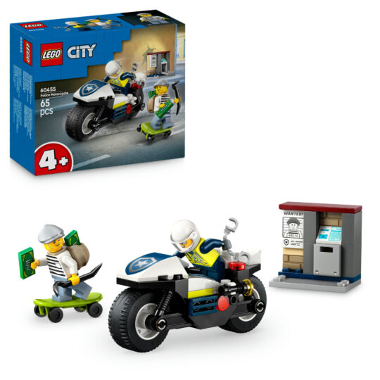 LEGO City 60455 Inseguimento moto polizia: motocicletta, 2 minifigure - LEGO