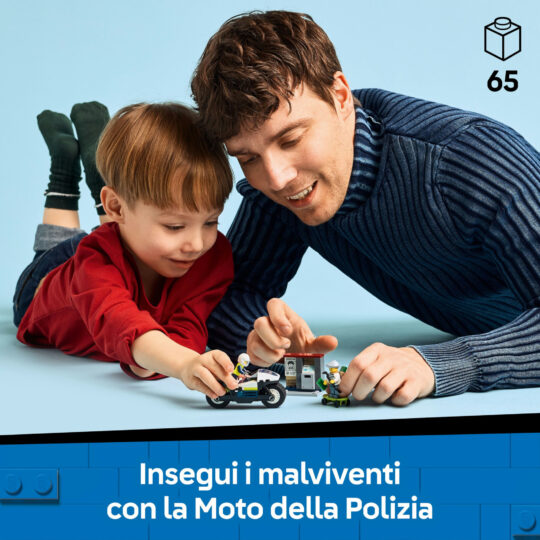 LEGO City 60455 Inseguimento moto polizia: motocicletta, 2 minifigure - LEGO