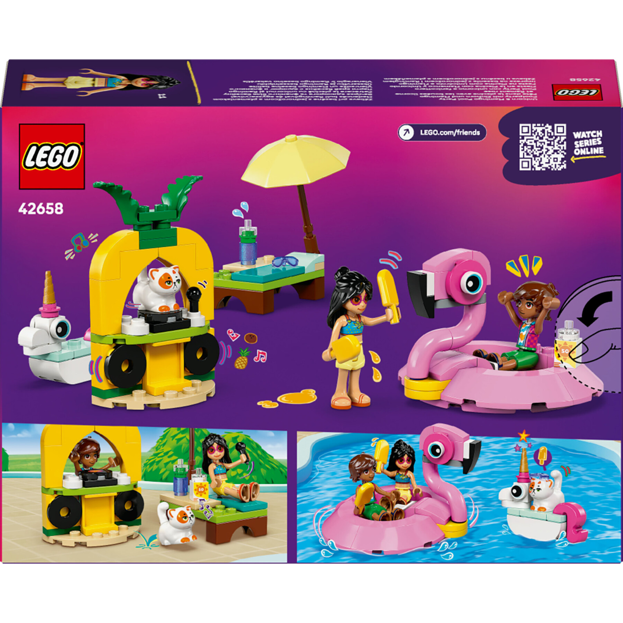 LEGO Friends 42658 Pool Party unicorno: 2 mini bamboline, gatto - LEGO
