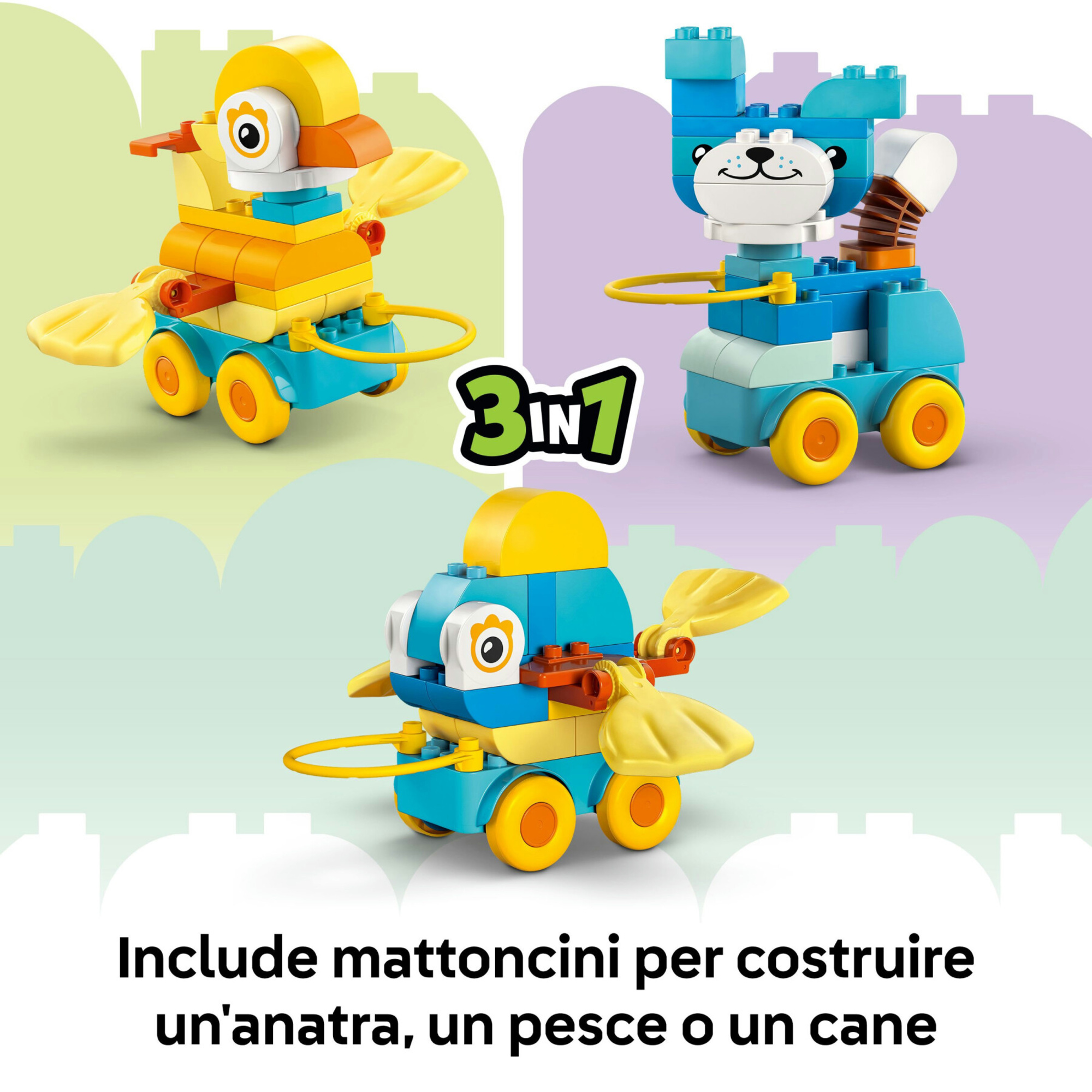 LEGO Duplo 10448 Animali su Ruote 3in1: anatra, pesce, cane - LEGO