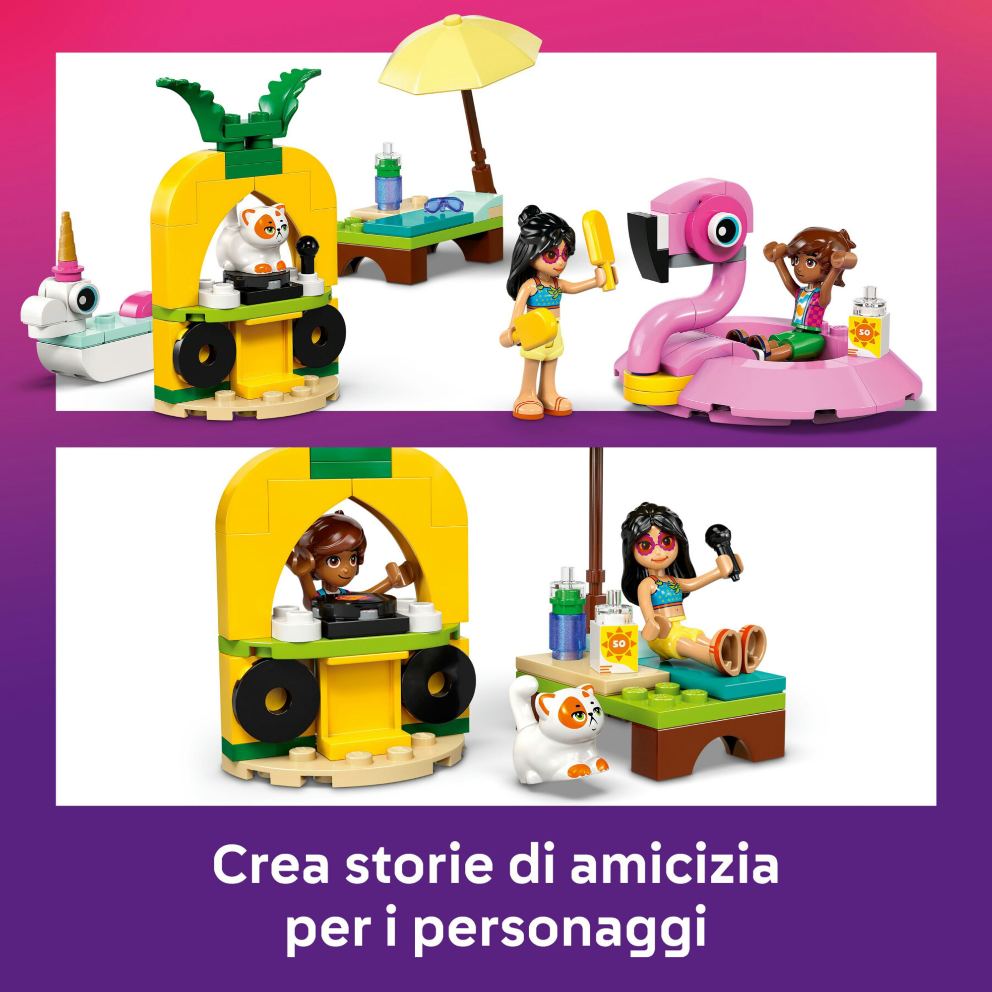 LEGO Friends 42658 Pool Party unicorno: 2 mini bamboline, gatto - LEGO