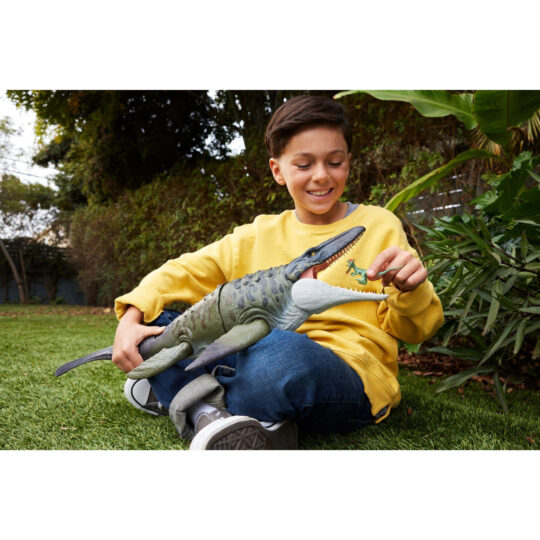 Jurassic World Mosasauro Morso Letale - Dinosauro Snodato con Mini Dilofosauro – Mattel - Jurassic World