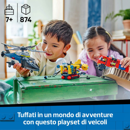 LEGO City 60462 3 in 1 Elicottero, Autopompa e Sottomarino - LEGO