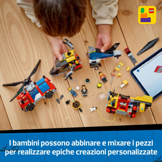 LEGO City 60462 3 in 1 Elicottero, Autopompa e Sottomarino - LEGO