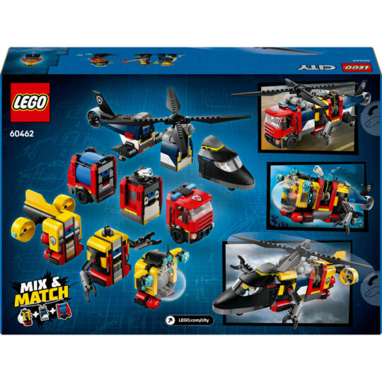 LEGO City 60462 3 in 1 Elicottero, Autopompa e Sottomarino - LEGO