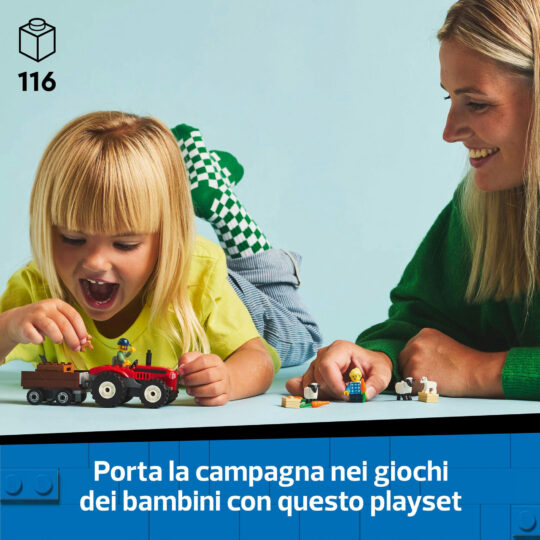 LEGO City 60461 Trattore Agricolo Rosso con Rimorchio e Pecore - LEGO