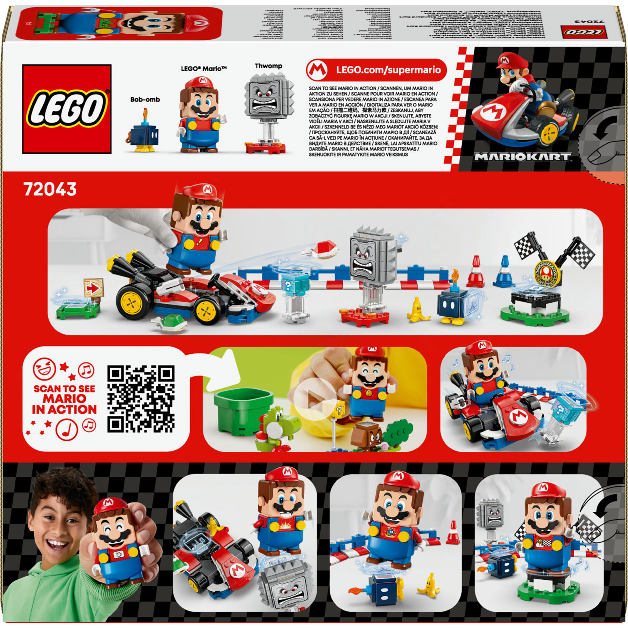 LEGO 72043 Mario Kart con Kart Standard e 3 Personaggi - LEGO, Super Mario
